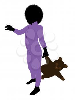 Royalty Free Clipart Image of a Little Boy With a Teddy Bear