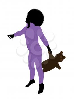 Royalty Free Clipart Image of a Little Boy With a Teddy Bear