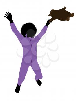 Royalty Free Clipart Image of a Little Boy With a Teddy Bear