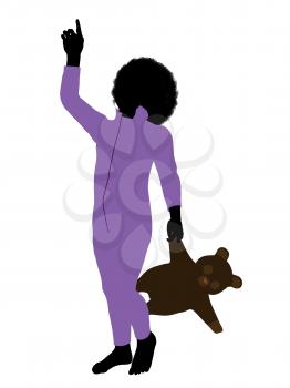 Royalty Free Clipart Image of a Little Boy With a Teddy Bear