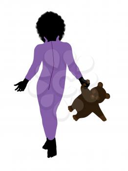 Royalty Free Clipart Image of a Little Boy With a Teddy Bear