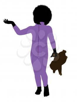 Royalty Free Clipart Image of a Little Boy With a Teddy Bear