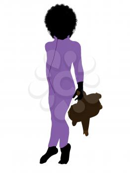 Royalty Free Clipart Image of a Little Boy With a Teddy Bear