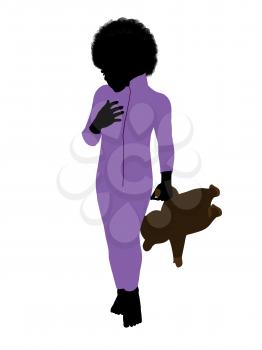 Royalty Free Clipart Image of a Little Boy With a Teddy Bear