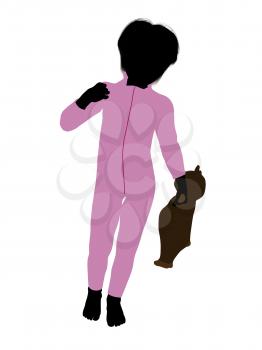 Royalty Free Clipart Image of a Boy With a Teddy Bear