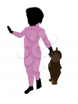 Royalty Free Clipart Image of a Boy With a Teddy Bear