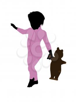 Royalty Free Clipart Image of a Boy With a Teddy Bear