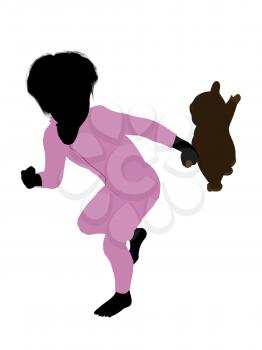 Royalty Free Clipart Image of a Boy With a Teddy Bear