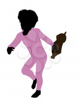 Royalty Free Clipart Image of a Boy With a Teddy Bear