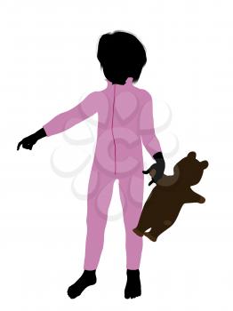 Royalty Free Clipart Image of a Boy With a Teddy Bear