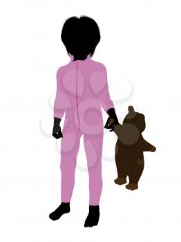 Royalty Free Clipart Image of a Boy With a Teddy Bear