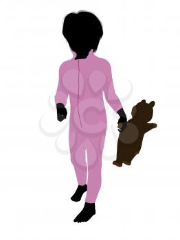 Royalty Free Clipart Image of a Boy With a Teddy Bear