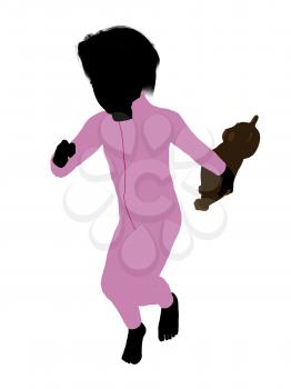 Royalty Free Clipart Image of a Boy With a Teddy Bear