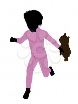 Royalty Free Clipart Image of a Boy With a Teddy Bear