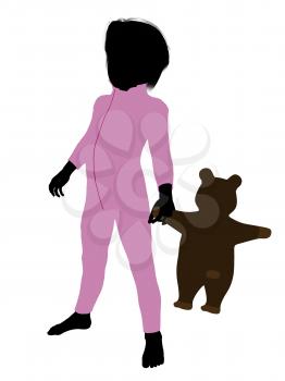 Royalty Free Clipart Image of a Boy With a Teddy Bear