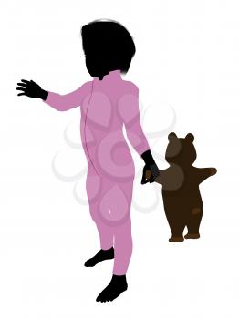 Royalty Free Clipart Image of a Boy With a Teddy Bear