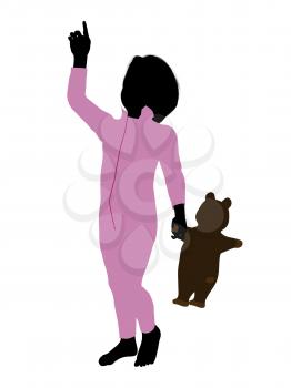 Royalty Free Clipart Image of a Boy With a Teddy Bear