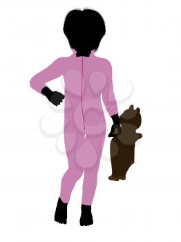 Royalty Free Clipart Image of a Boy With a Teddy Bear