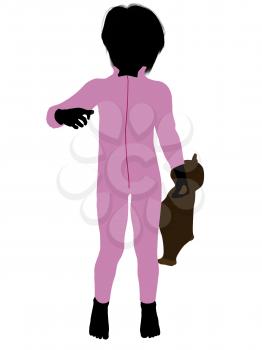 Royalty Free Clipart Image of a Boy With a Teddy Bear