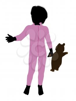 Royalty Free Clipart Image of a Boy With a Teddy Bear