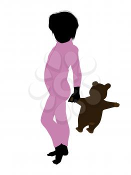 Royalty Free Clipart Image of a Boy With a Teddy Bear