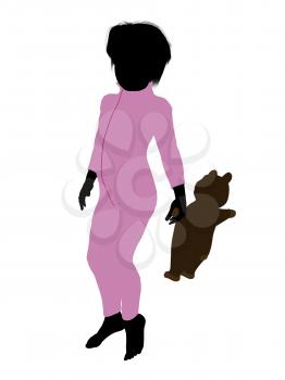 Royalty Free Clipart Image of a Boy With a Teddy Bear