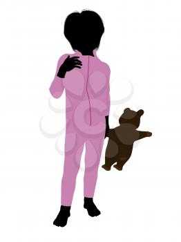 Royalty Free Clipart Image of a Boy With a Teddy Bear