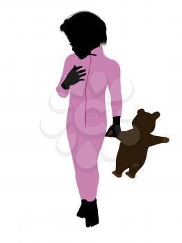 Royalty Free Clipart Image of a Boy With a Teddy Bear