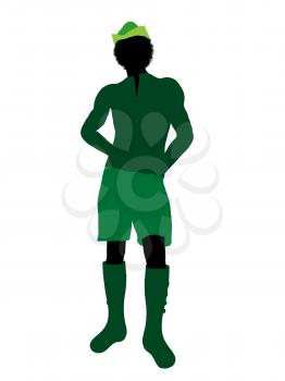 Royalty Free Clipart Image of a Silhouetted Peter Pan