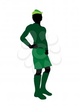 Royalty Free Clipart Image of a Silhouetted Peter Pan