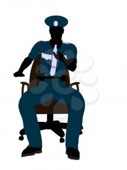 Royalty Free Clipart Image of a Policeman on a Chair