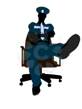 Royalty Free Clipart Image of a Policeman on a Chair