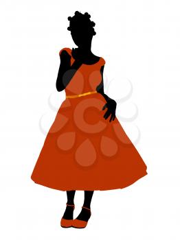 Royalty Free Clipart Image of a Girl in a Formal Dress