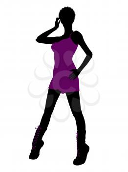 Royalty Free Clipart Image of a Girl in a Purple Dress