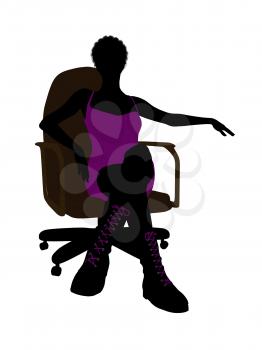 Royalty Free Clipart Image of a Girl in a Purple Dress Sitting in a Chair