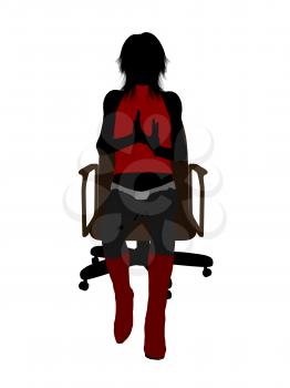 Royalty Free Clipart Image of a Woman Sitting in an Office Chair