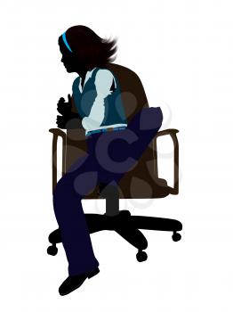 Royalty Free Clipart Image of a Girl in a Chair