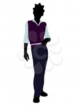 Royalty Free Clipart Image of a Girl in a Vest