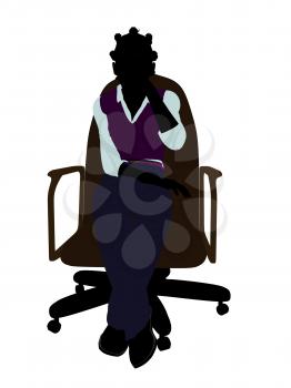 Royalty Free Clipart Image of a Girl in a Chair