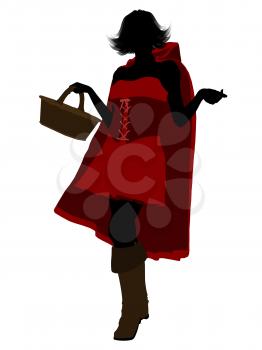 Royalty Free Clipart Image of a Girl in a Red Cape