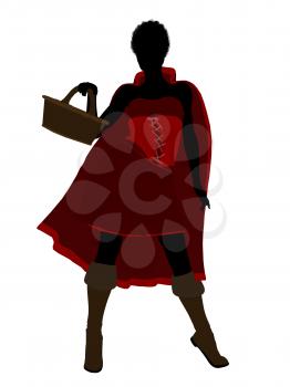 Royalty Free Clipart Image of a Woman in a Red Cape