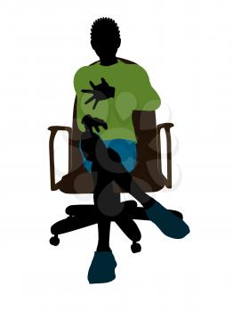 Royalty Free Clipart Image of a Boy in an Office Chair