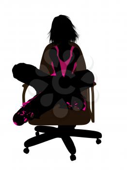 Royalty Free Clipart Image of a Girl in a Chair