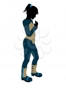 Royalty Free Clipart Image of a Girl in Pigtails