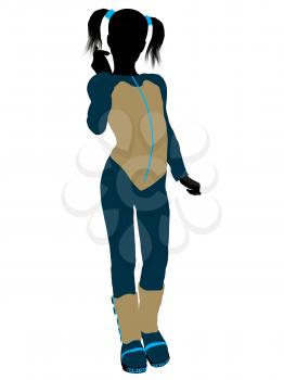 Royalty Free Clipart Image of a Girl in Pigtails