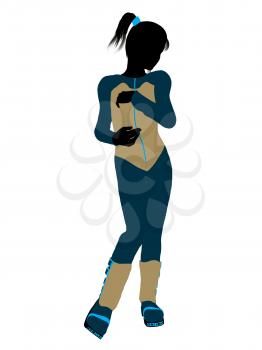 Royalty Free Clipart Image of a Girl in Pigtails