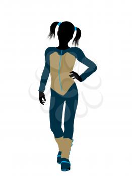 Royalty Free Clipart Image of a Girl in Pigtails