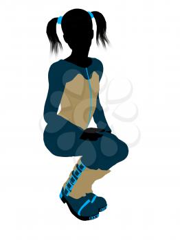 Royalty Free Clipart Image of a Girl in Pigtails