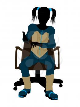 Royalty Free Clipart Image of a Girl in a Chair