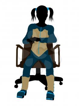 Royalty Free Clipart Image of a Girl in a Chair